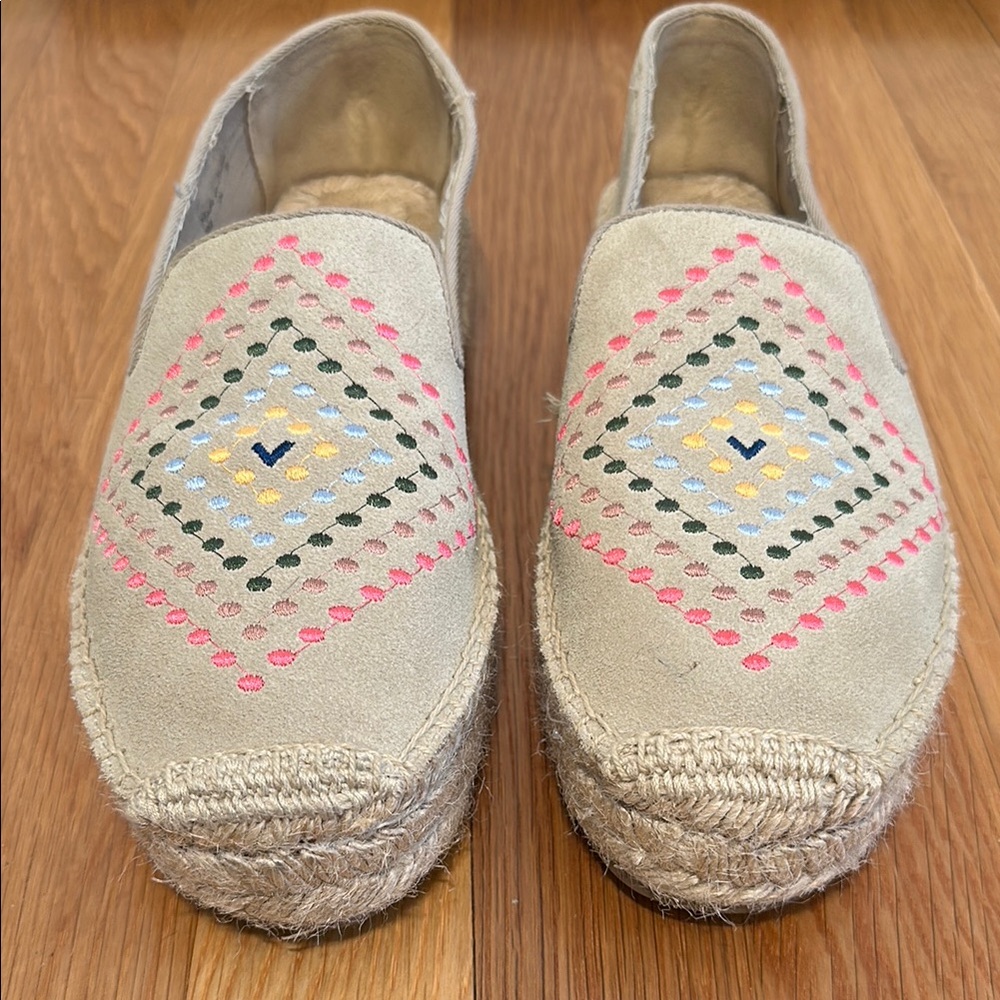 Jack Rogers Sand Geometric-Stitched Luna Suede Espadrille Platform 8